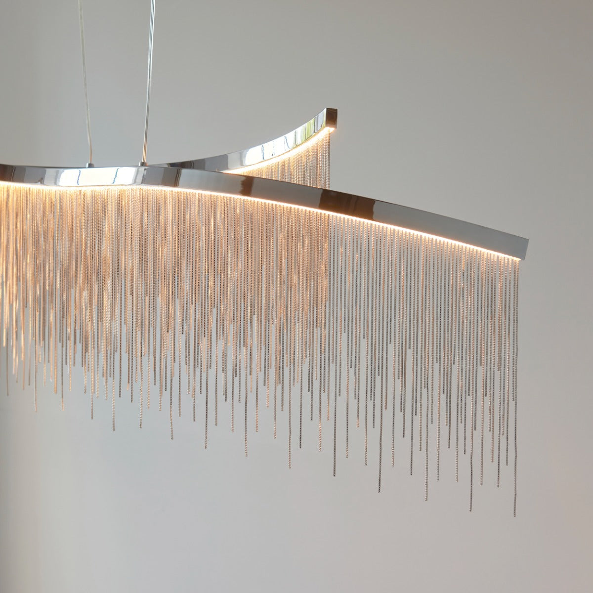 Endon Orphelia 1 Light Pendant Light in Chrome with Silver Effect Chain