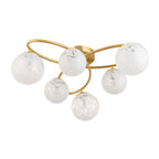Novena Vide 6 Light Semi Flush Ceiling Light Satin Brass Plate White Confetti Glass