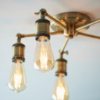 Endon Hal 5 Light Semi Flush Ceiling Light in Antique Brass 