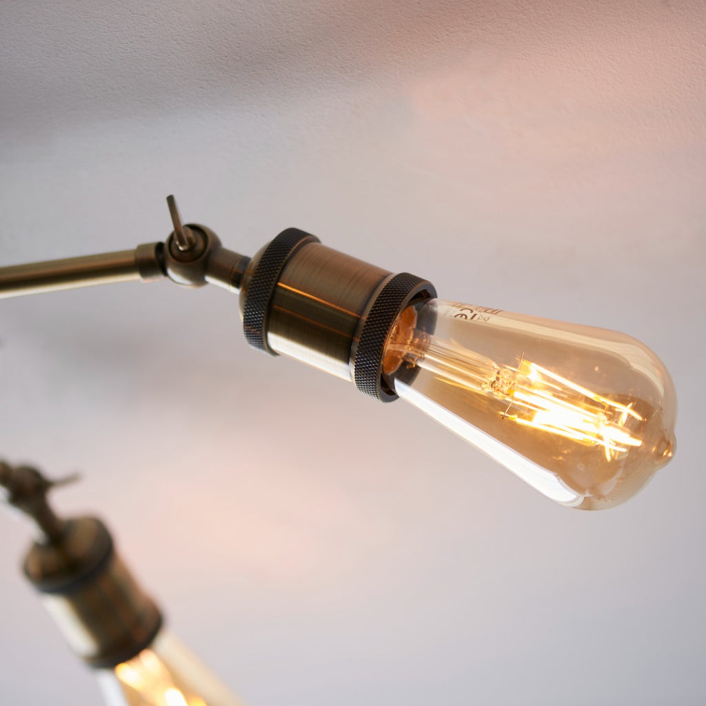 Endon Hal 5 Light Semi Flush Ceiling Light in Antique Brass 