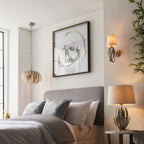 Endon Delphine Table Lamp in Silver Leaf with Ivory Cotton Fabric Shade