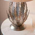 Endon Delphine Table Lamp in Silver Leaf with Ivory Cotton Fabric Shade
