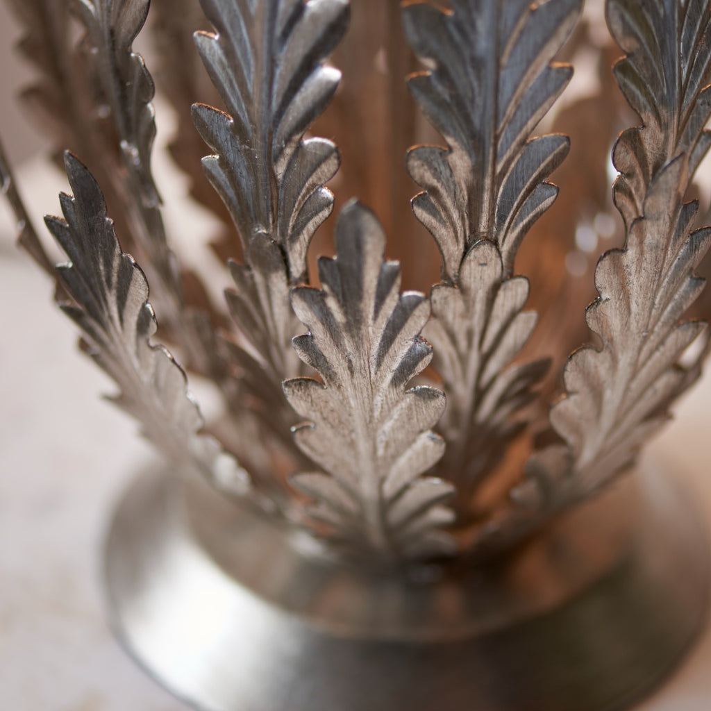 Endon Delphine Table Lamp in Silver Leaf with Ivory Cotton Fabric Shade