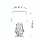 Endon Delphine Table Lamp in Silver Leaf with Ivory Cotton Fabric Shade