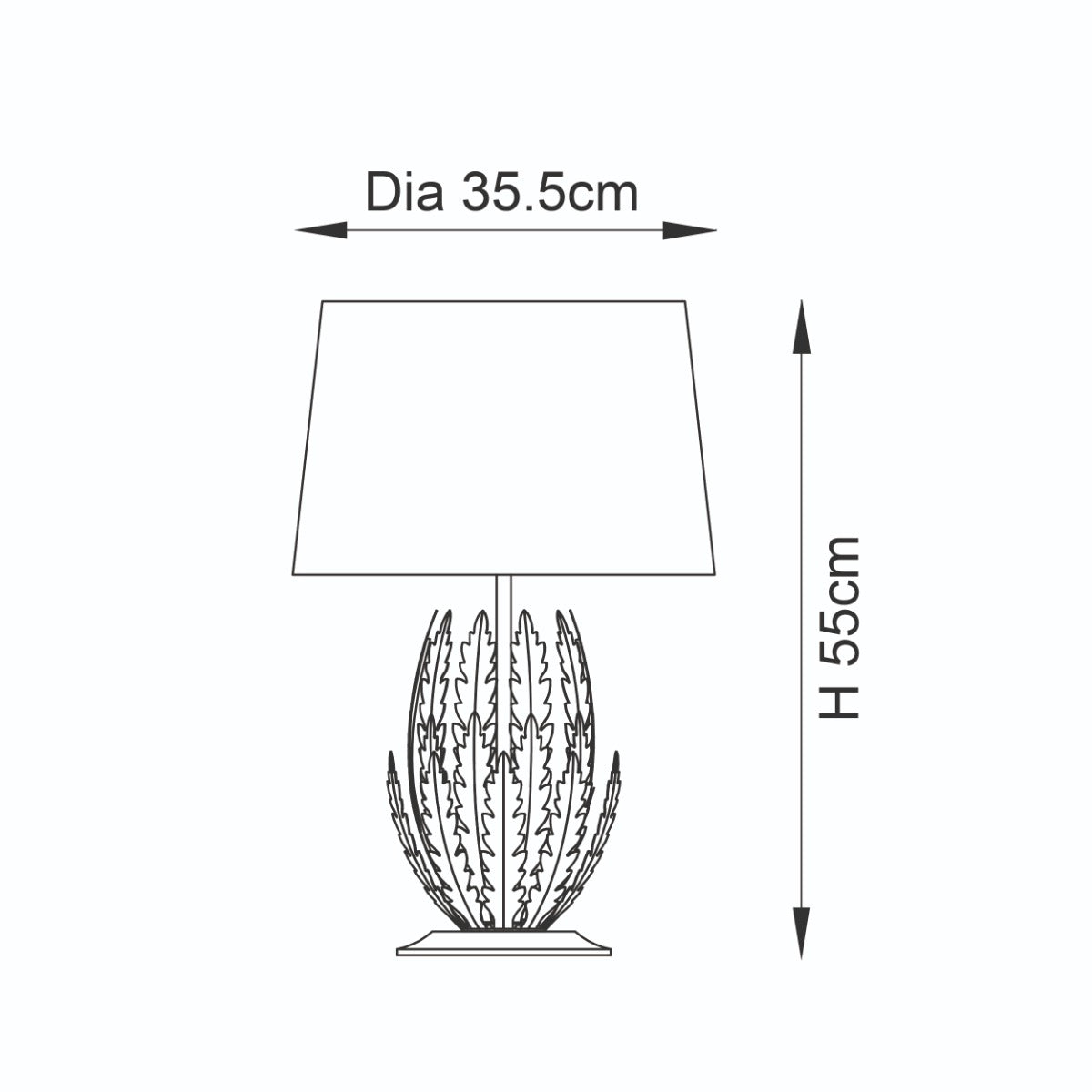 Endon Delphine Table Lamp in Silver Leaf with Ivory Cotton Fabric Shade