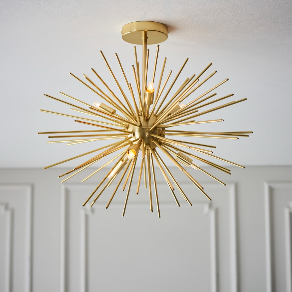 Endon Orta 6 Light Semi Flush Ceiling Light in Satin Brass