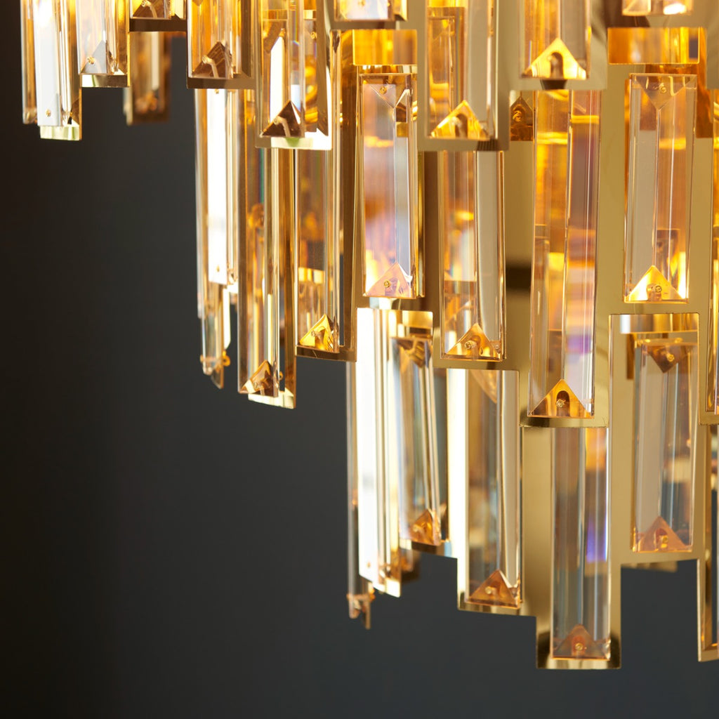 Endon Viviana 12 Light pendant Matt Gold with Champagne-Coloured Cut Crystal