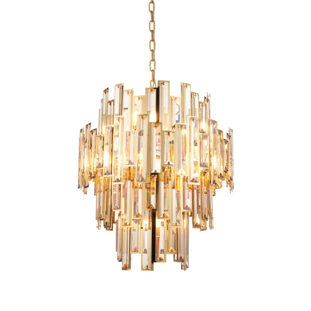 Endon Viviana 12 Light pendant Matt Gold with Champagne-Coloured Cut Crystal