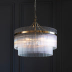 Endon Marietta 5 Light Pendant Light in Antique Brass with Clear Glass