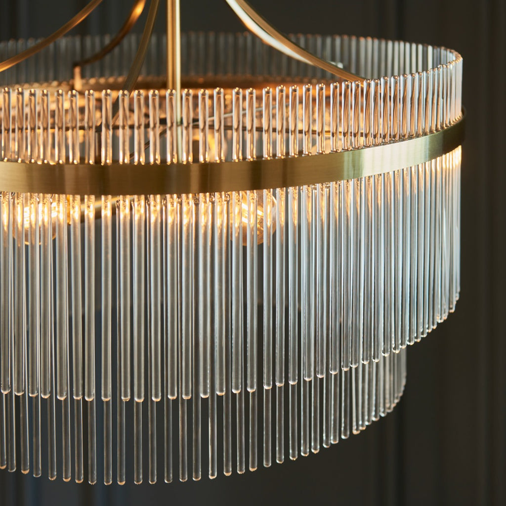 Endon Marietta 5 Light Pendant Light in Antique Brass with Clear Glass
