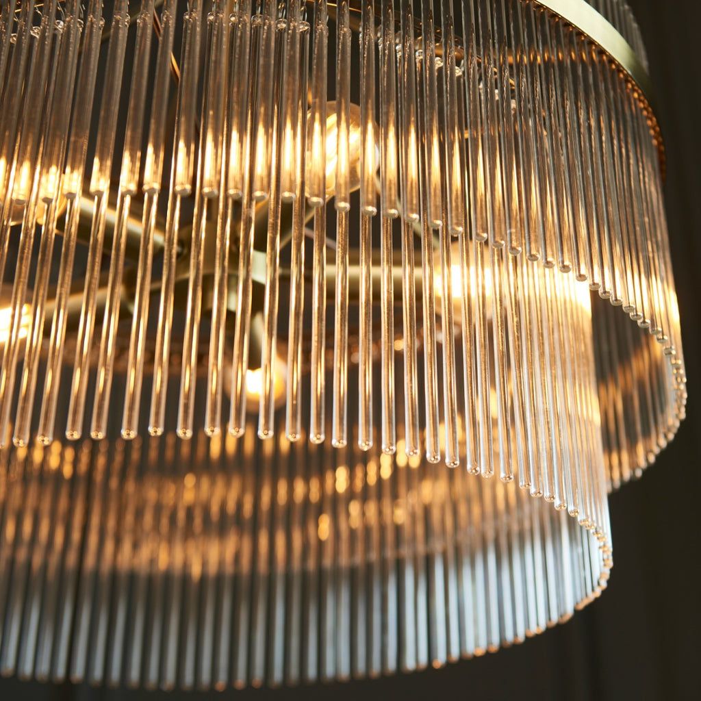 Endon Marietta 5 Light Pendant Light in Antique Brass with Clear Glass