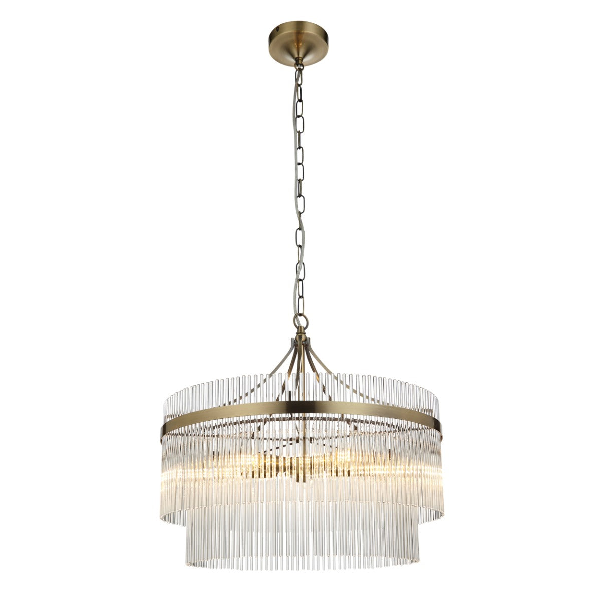 Endon Marietta 5 Light Pendant Light in Antique Brass with Clear Glass