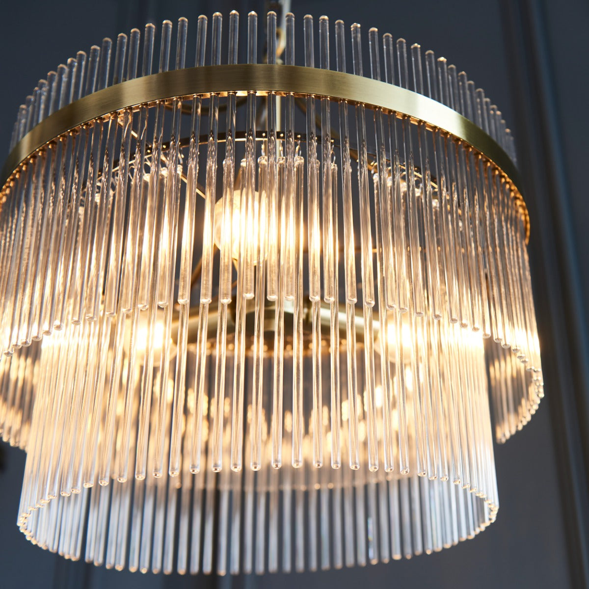Endon Marietta 3 Light Pendant Light in Antique Brass with Clear Glass