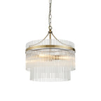 Endon Marietta 3 Light Pendant Light in Antique Brass with Clear Glass