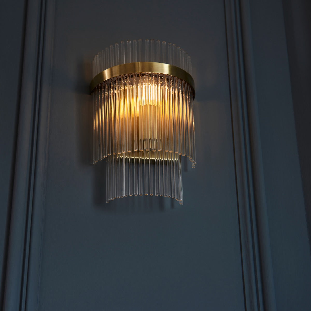 Endon Marietta 1 Light Wall Light in Antique Brass with Clear Glass