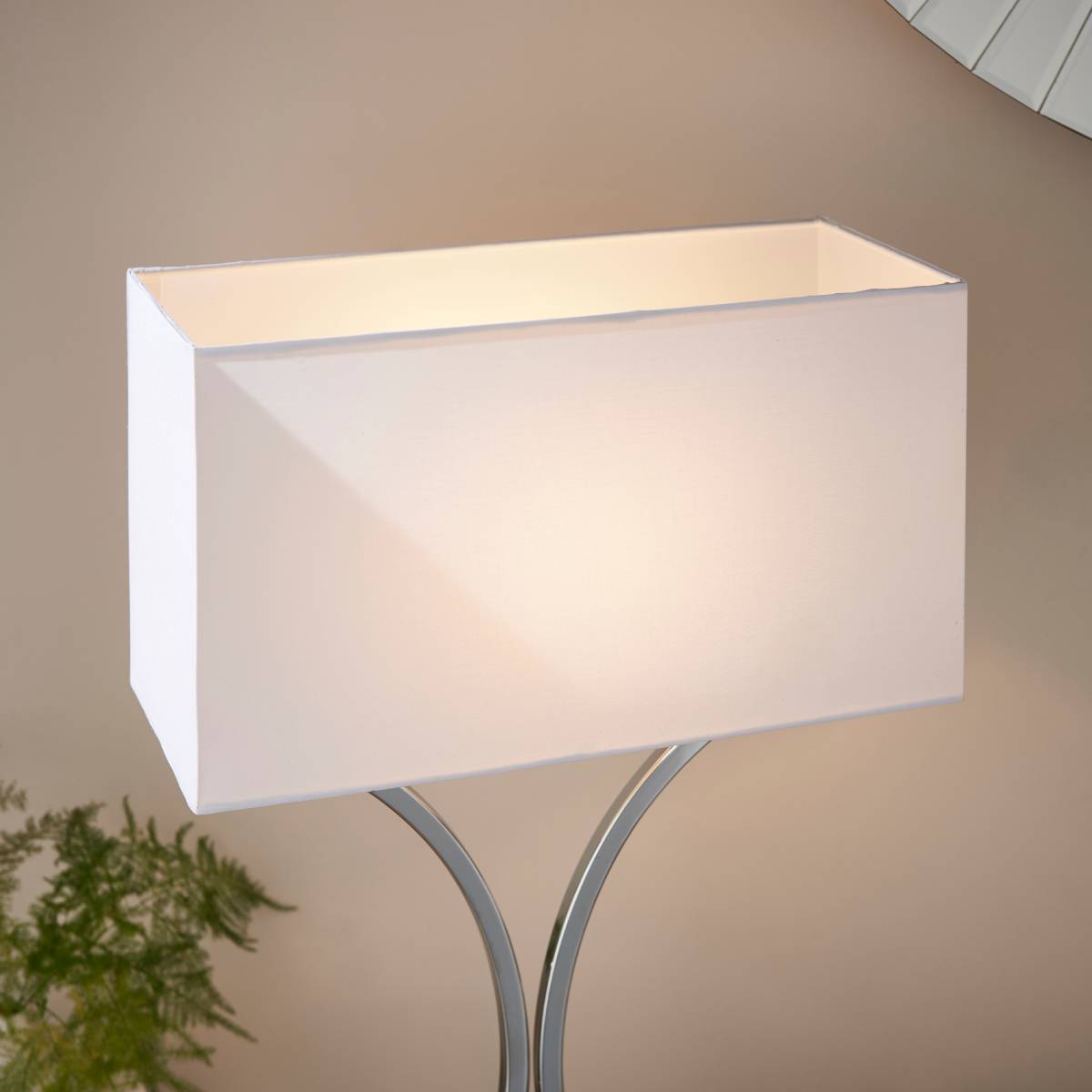 Endon Epalle Twin Pack Table Lamp Rectangular Chrome base and Cotton Mix Shade
