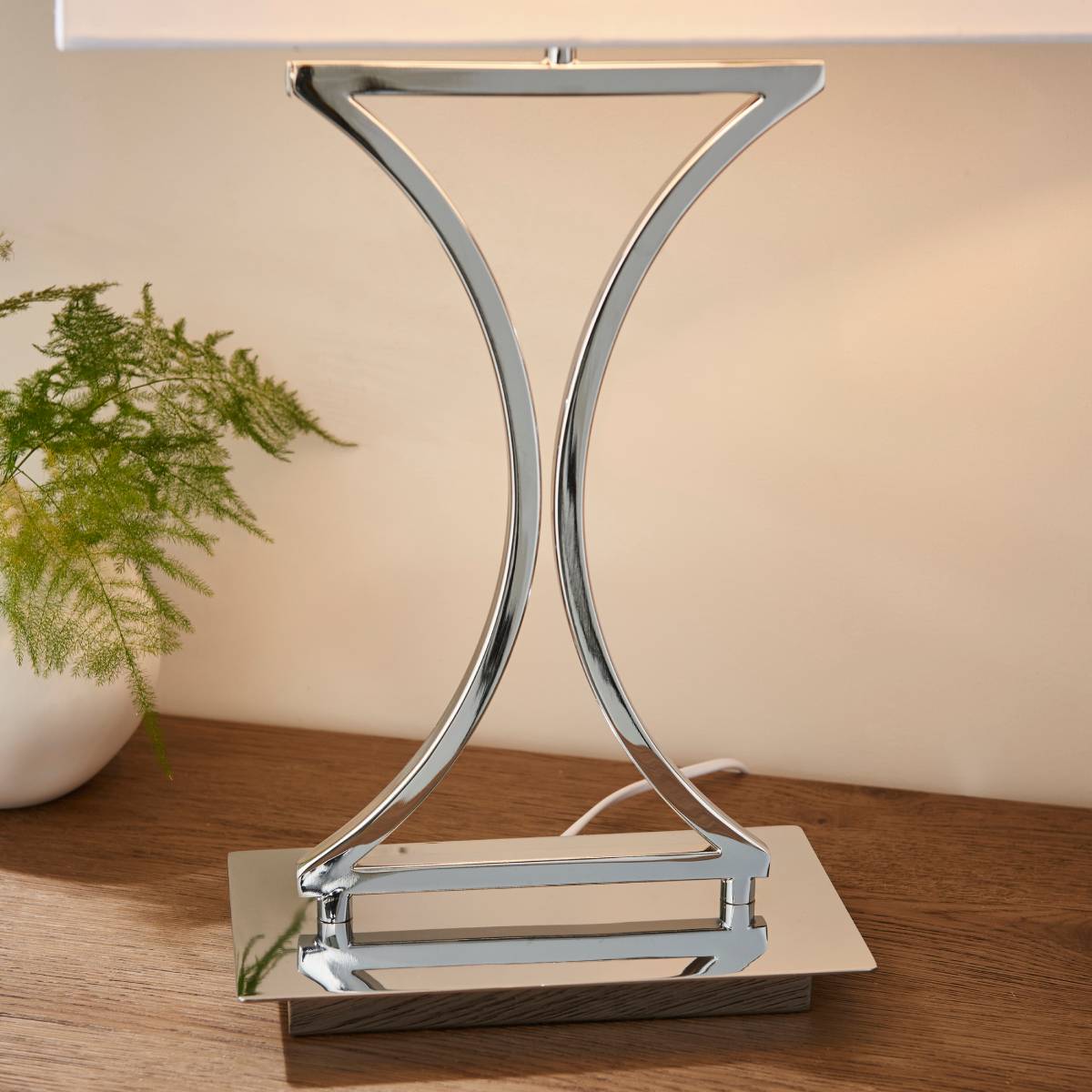 Endon Epalle Twin Pack Table Lamp Rectangular Chrome base and Cotton Mix Shade