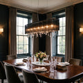 Kolarz Paralume 7 Light Pendant 0240.87.5.Bk.STR.JET shown lit in a dining room