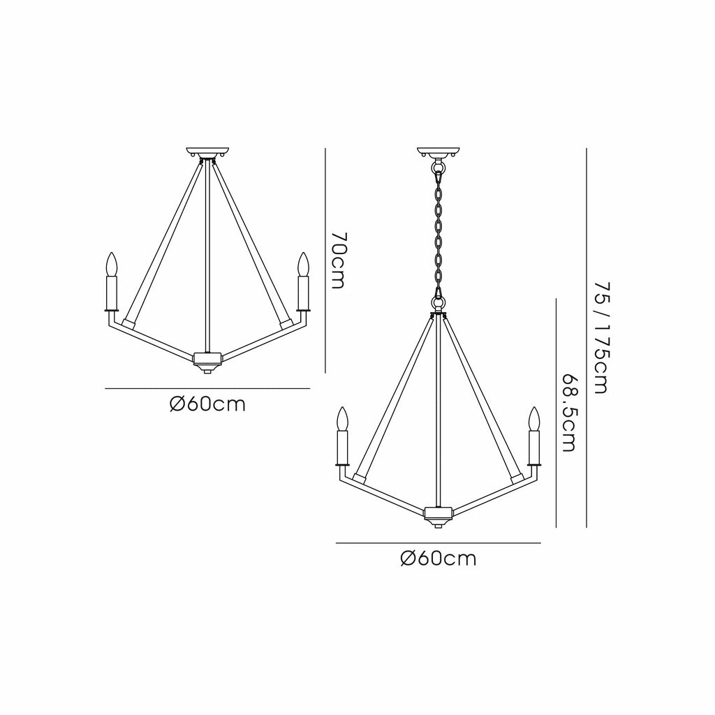 Diyas Hilton 5 Light Pentagonal Pendant Light in Polished Nickel with Taupe Wood, dimensions