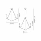 Diyas Hilton 5 Light Pentagonal Pendant Light in Polished Nickel with Taupe Wood, dimensions