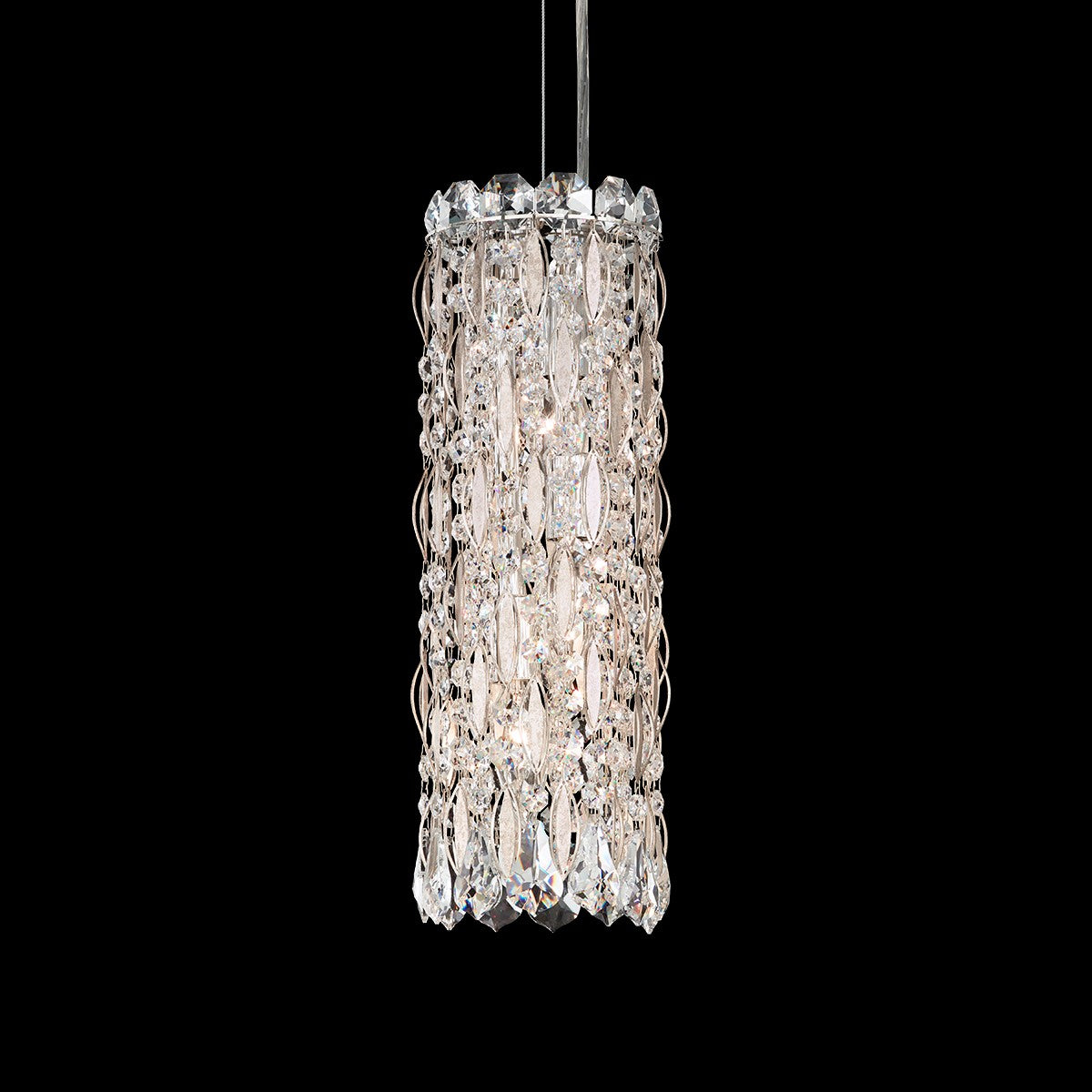 Schonbek Sarella 3 Light Pendant Light with Heritage Crystal in Antique Silver