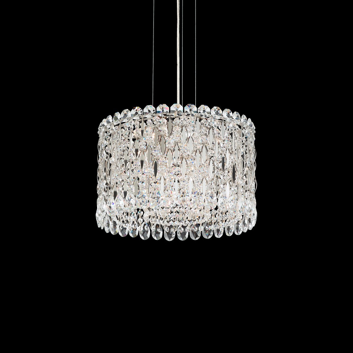 Schonbek Sarella Pendant Light in Stainless Steel with Heritage Crystal