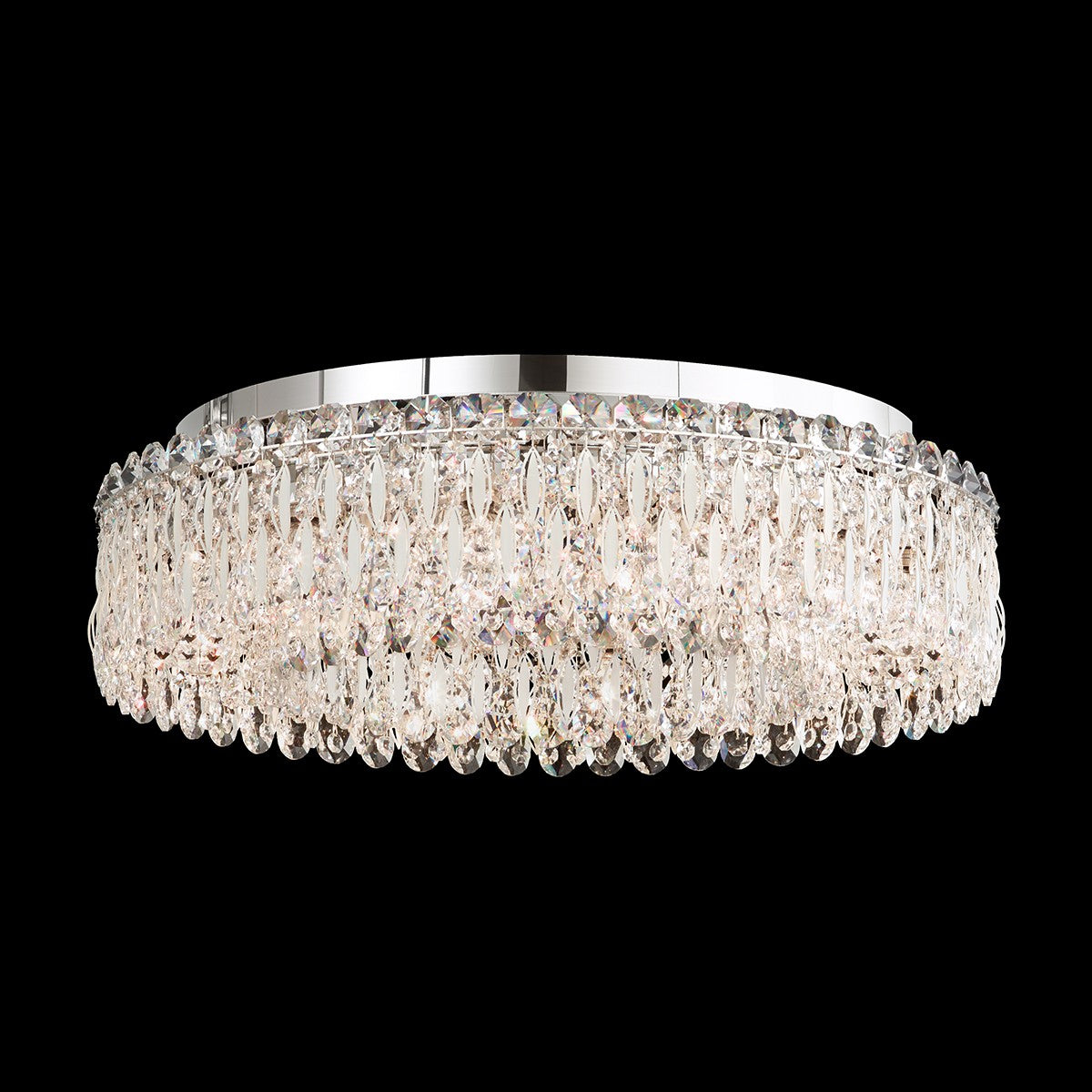 Schonbek Sarella 12 Light Flush Ceiling Light with Heritage Crystal in White