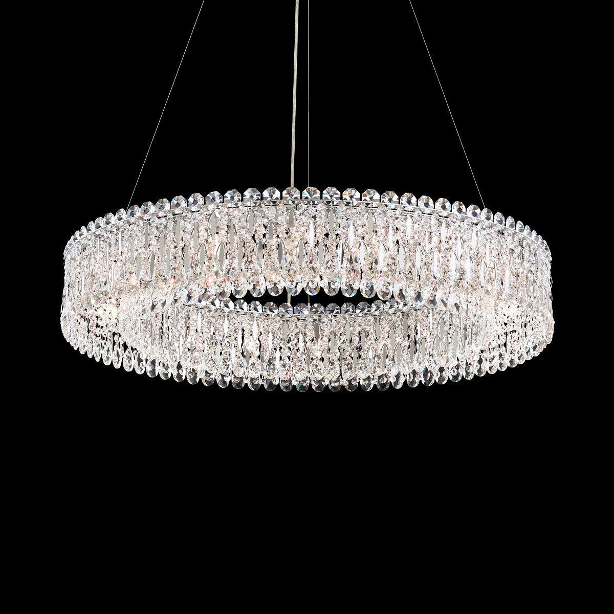 Schonbek Sarella 18 Light Pendant Light with Heritage Crystal in Steel