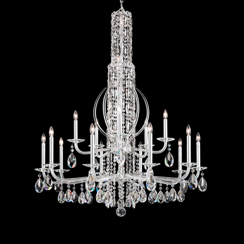 Schonbek Sarella 17 Light Chandelier with Heritage Crystal in Antique Silver