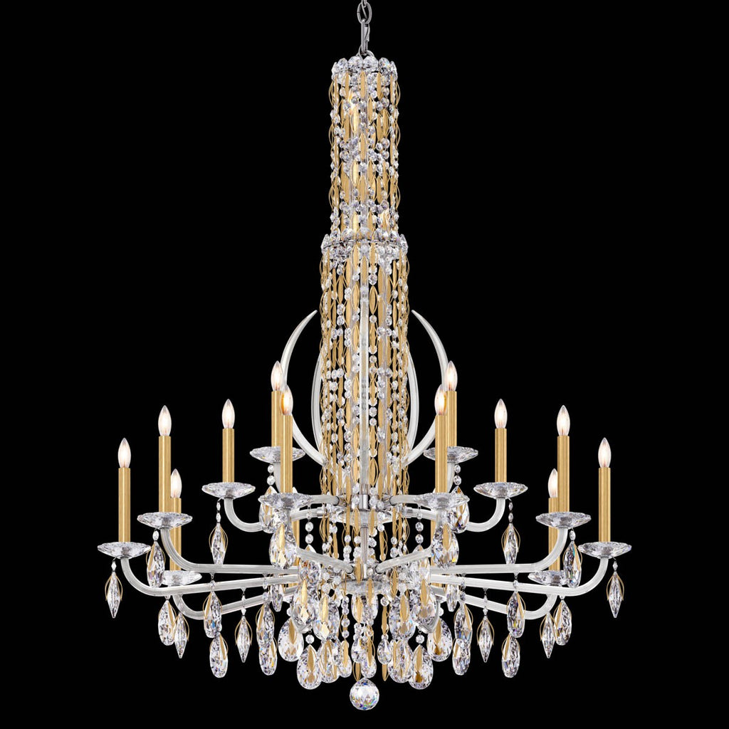 Schonbek Sarella 17 Light Chandelier with Heritage Crystal in Antique Silver