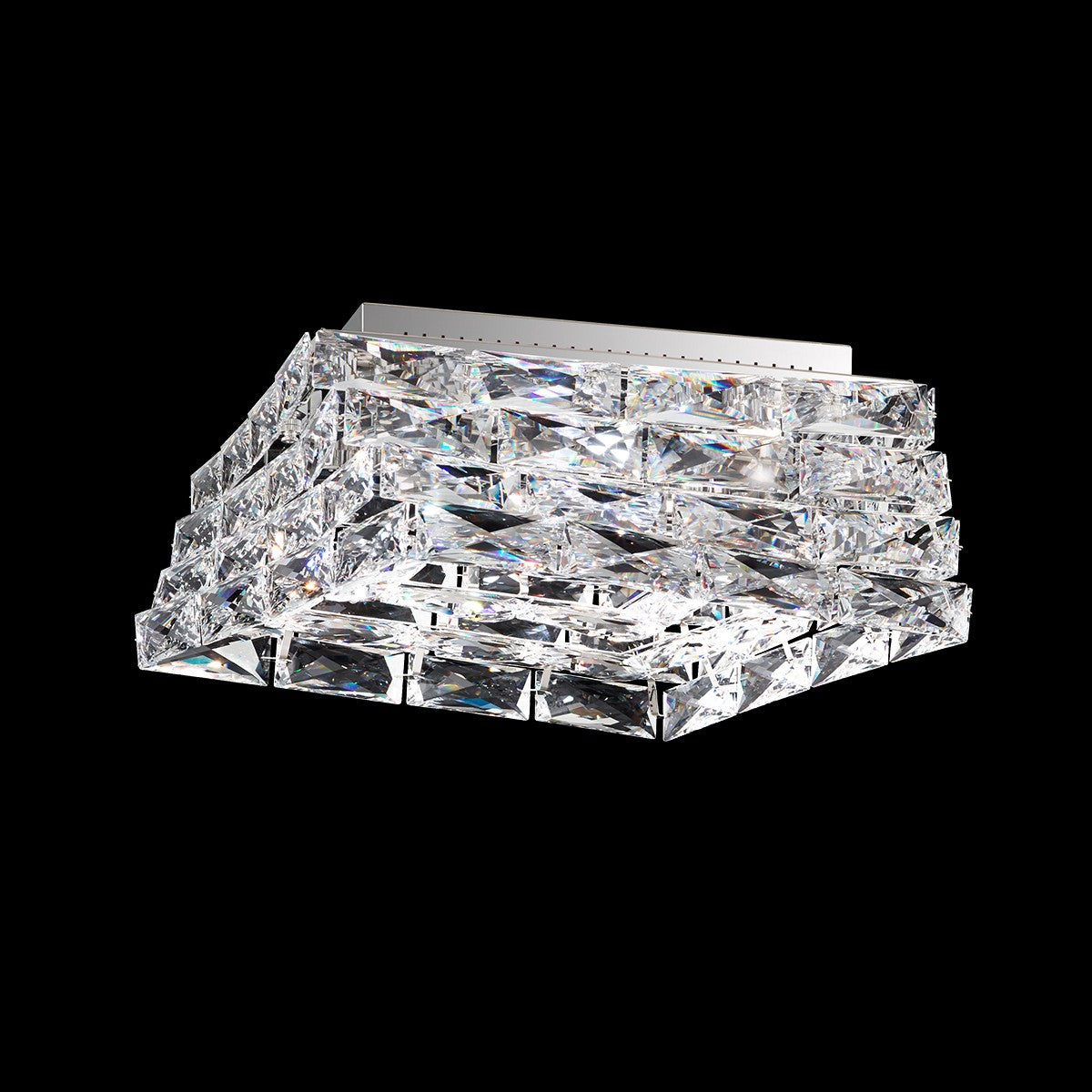 Schonbek Glissando Swarovski Crystal Flush Ceiling Light in Stainless Steel