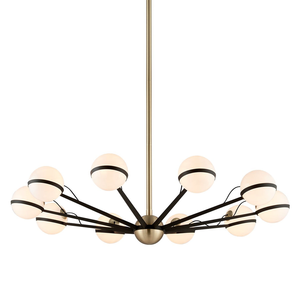 Troy Ace 10 Light Chandelier in Textured Bronze and Brushed Brass