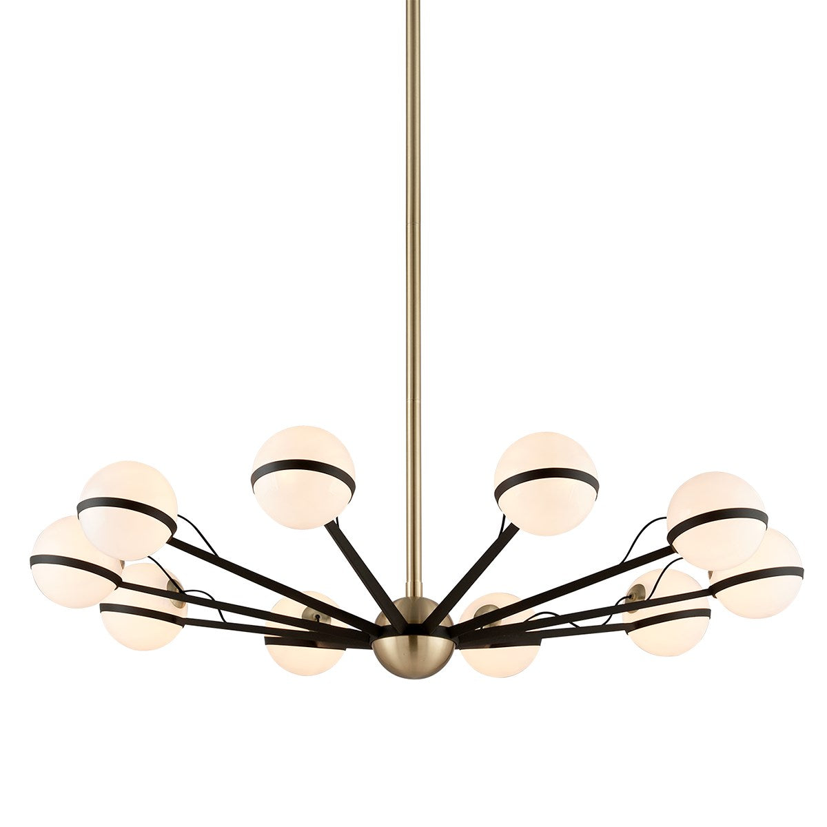Troy Ace 10 Light Chandelier in Textured Bronze and Brushed Brass