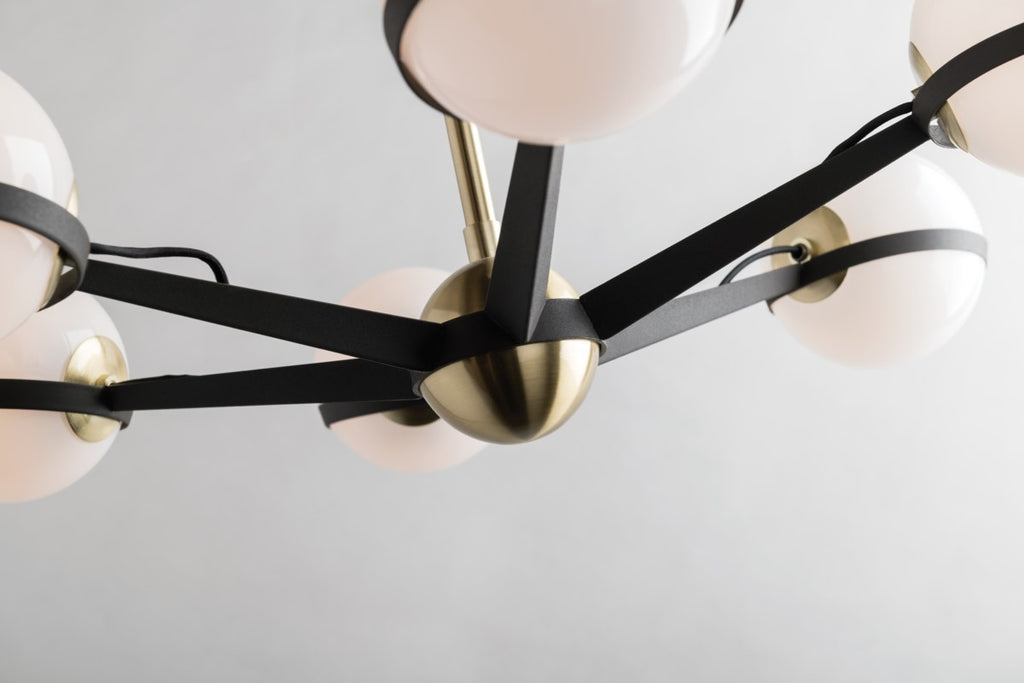 Troy Ace 10 Light Chandelier in Textured Bronze and Brushed Brass