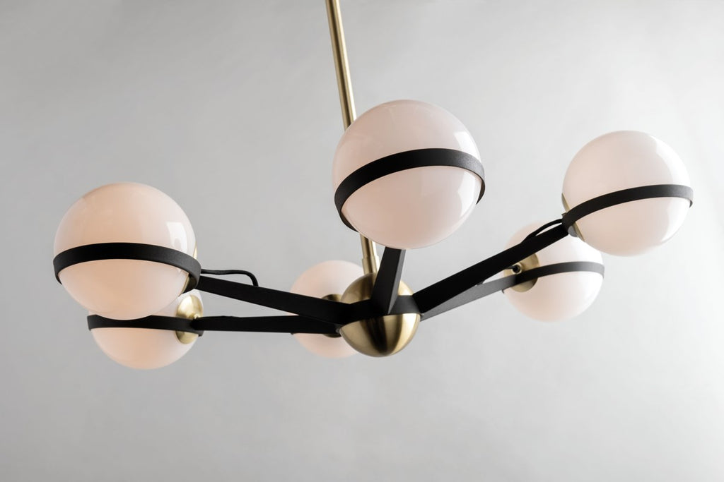 Troy Ace 10 Light Chandelier in Textured Bronze and Brushed Brass