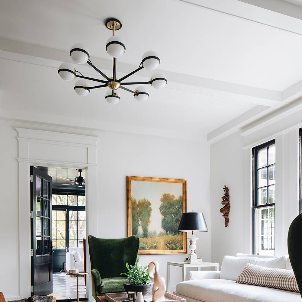 Troy Ace 8 Light Chandelier in Textured Bronze and Brushed Brass