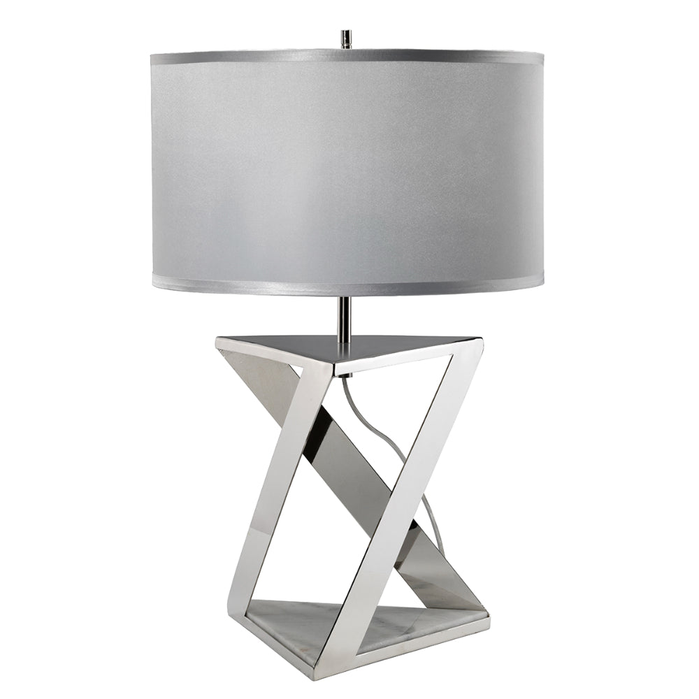 Elstead Aegeus Table Lamp in Polished Nickel with White Marble Base