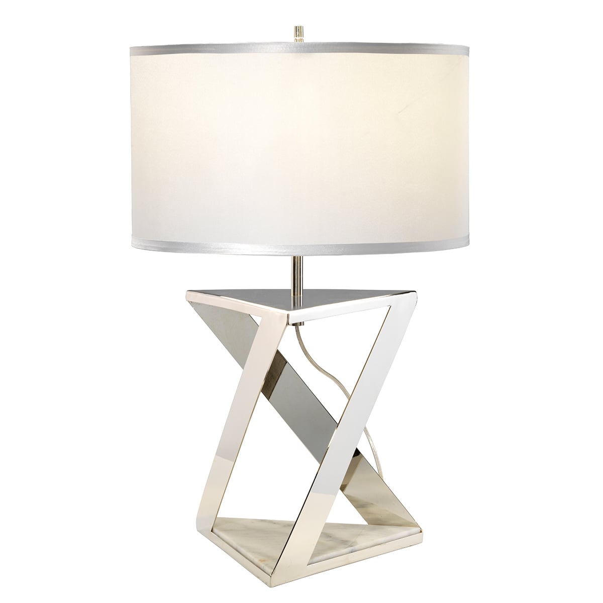 Elstead Aegeus Table Lamp in Polished Nickel with White Marble Base