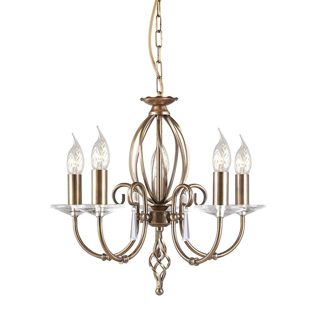 Elstead Aegean 5 Light Chandelier in Aged Brass
