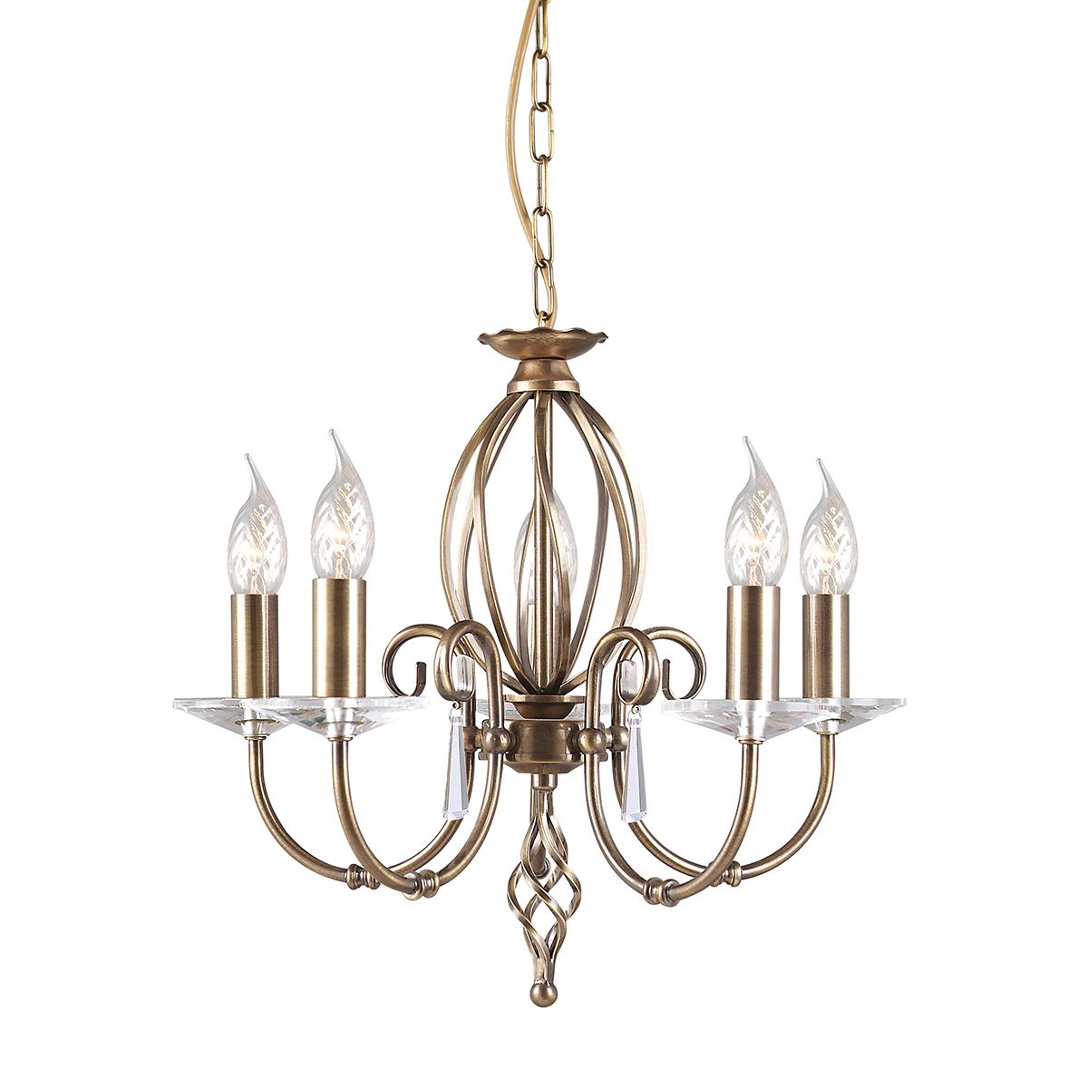 Elstead Aegean 5 Light Chandelier in Aged Brass