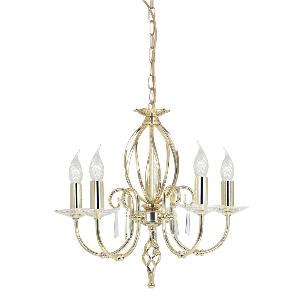 Elstead Aegean 5 Light Ceiling Light in Polished Brass