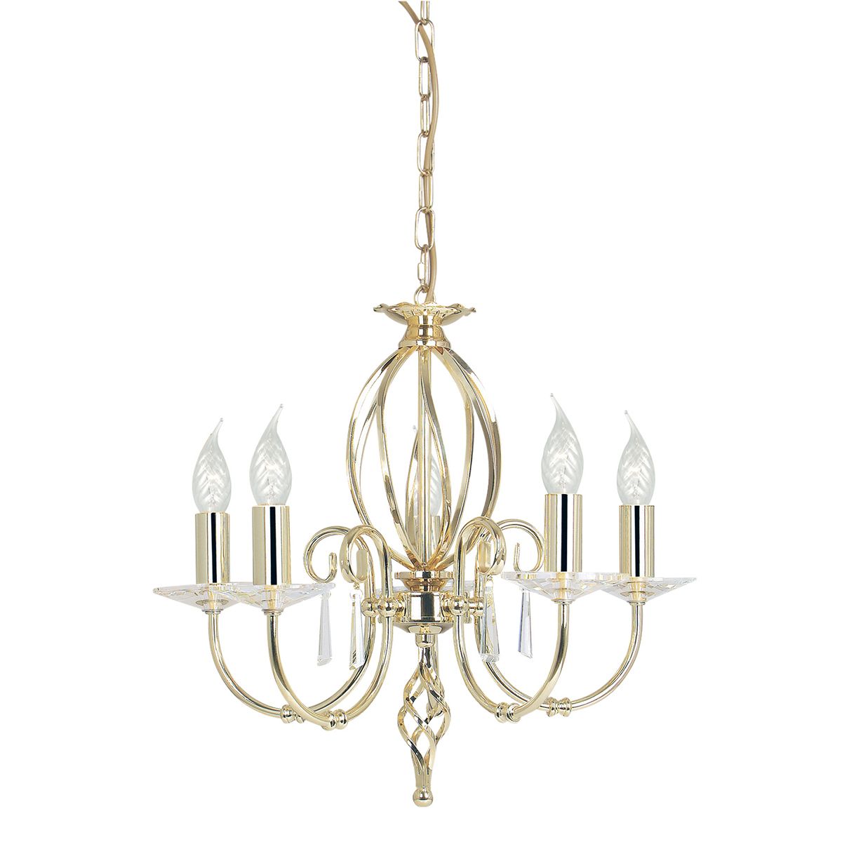 Elstead Aegean 5 Light Ceiling Light in Polished Brass