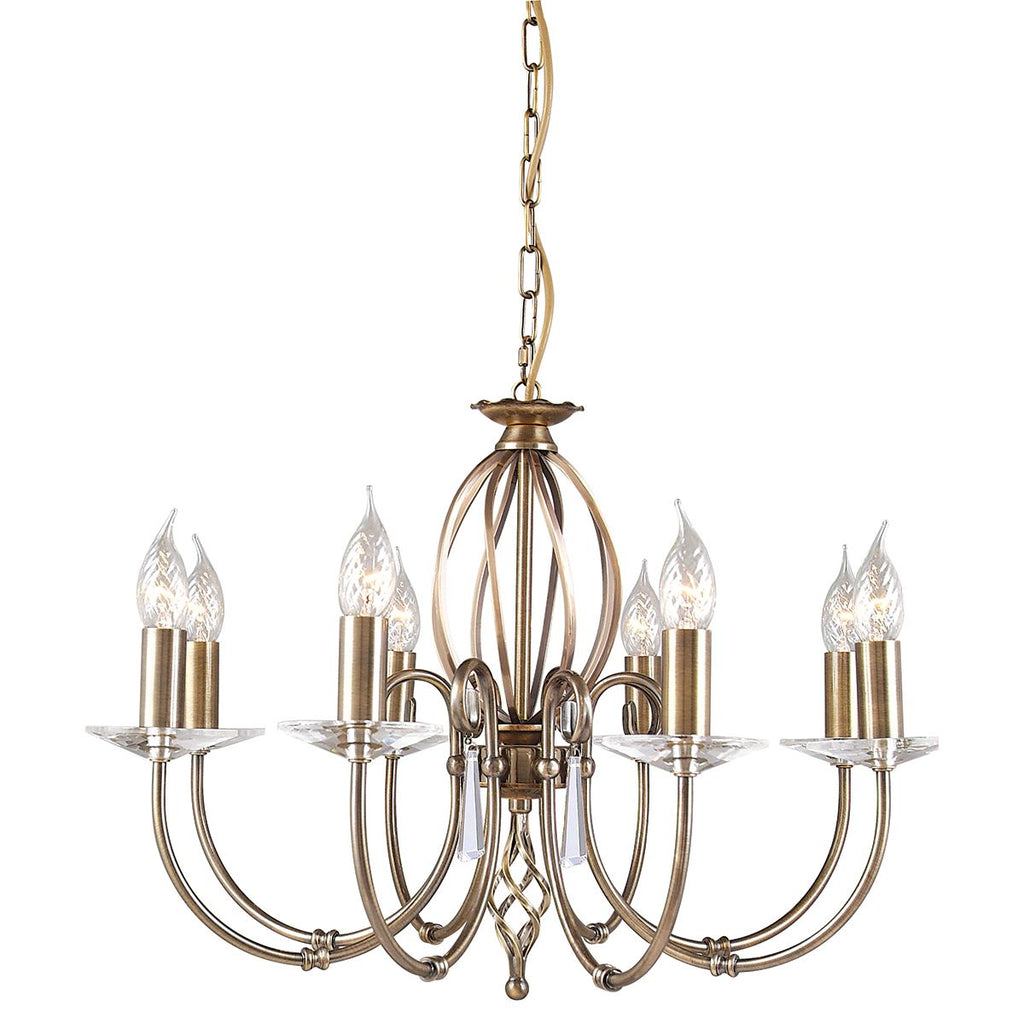 Elstead Aegean 8 Light Chandelier in Aged Brass