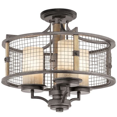 Kichler Ahrendale 3 Light Duo-Mount Pendant Light in Anvil Iron