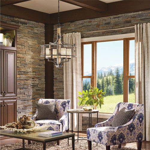 Kichler Ahrendale 4 Light Pendant Light in Anvil Iron