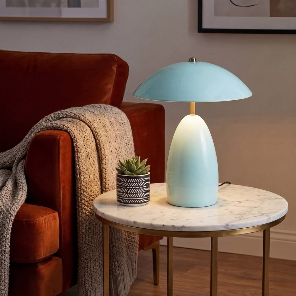Alora Mood Poppy LED Medium Table Lamp in Cerulean Light Blue