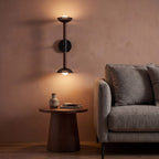 Alora Mood Arden 2 Light LED Wall Light in Matte Black and Walnut Wood Veneer