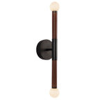 Alora Mood Arden 2 Light LED Wall Light in Matte Black and Walnut Wood Veneer