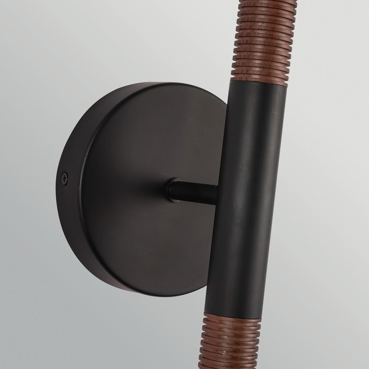 Alora Mood Arden 2 Light LED Wall Light in Matte Black and Walnut Wood Veneer