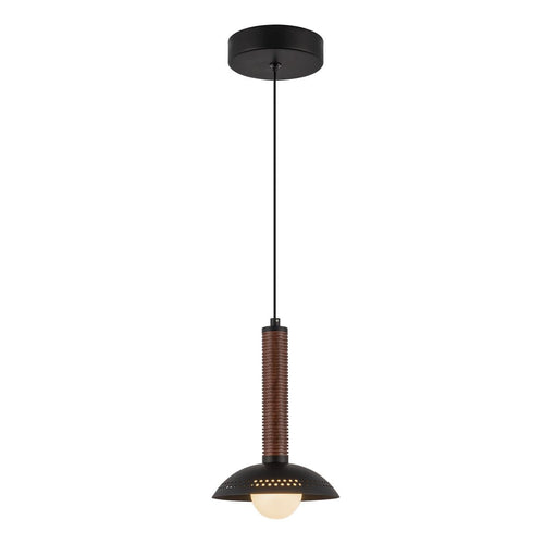 Alora Mood Arden LED Mini Pendant in Matte Black and Walnut Wood Veneer